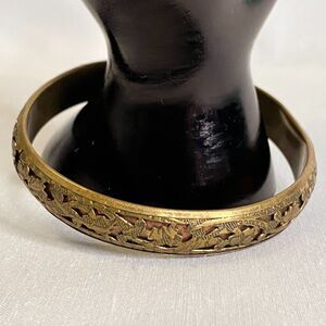 💎Bronze Metal Bangle Bracelet Layered Floral Cutout